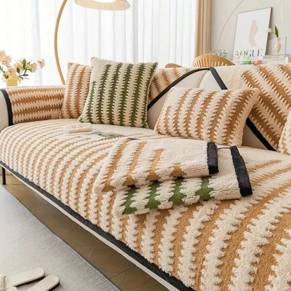 Pine Örme Kaymaz Tabanlı Koltuk Örtüsü Seti