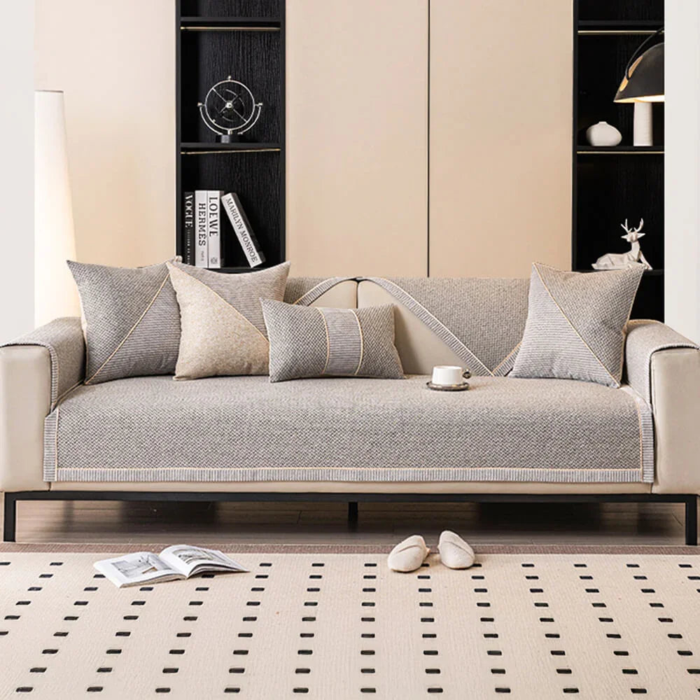 Keten Dokuma Kaymaz Tabanlı Koltuk Örtüsü Seti